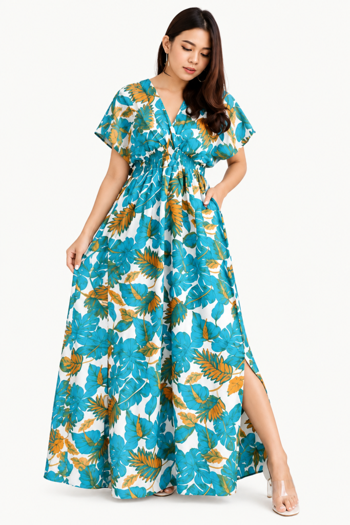 Women's Tropical Floral Maxi Dress