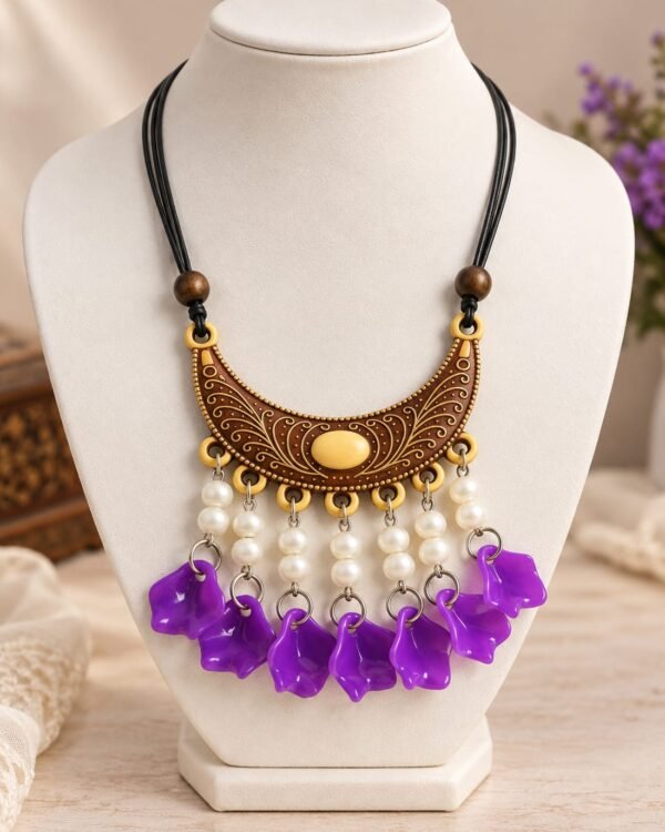 Purple & Pearl Statement Necklace