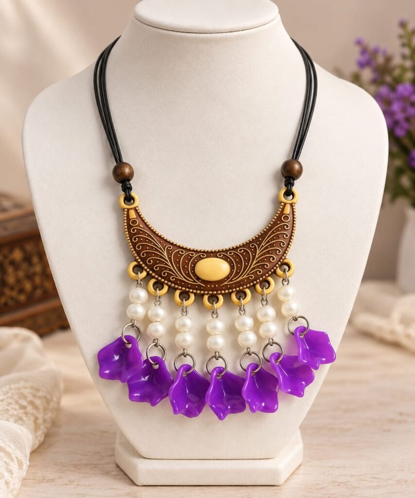 Purple & Pearl Statement Necklace