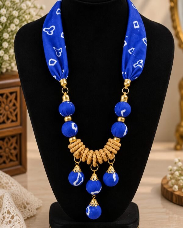 Blue & Gold Beaded Statement Necklace