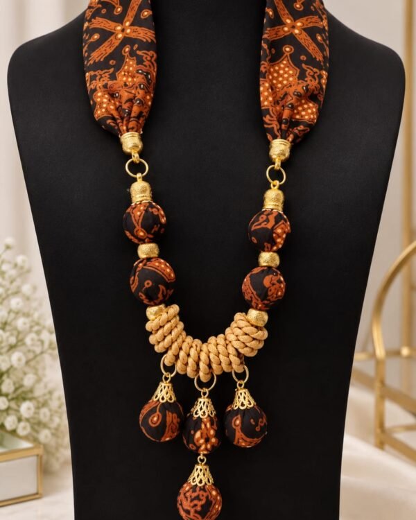 Black & Orange Batik Statement Necklace