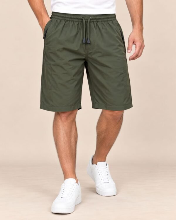 Men’s Olive Green Casual Shorts – Multi-Pocket Everyday Wear