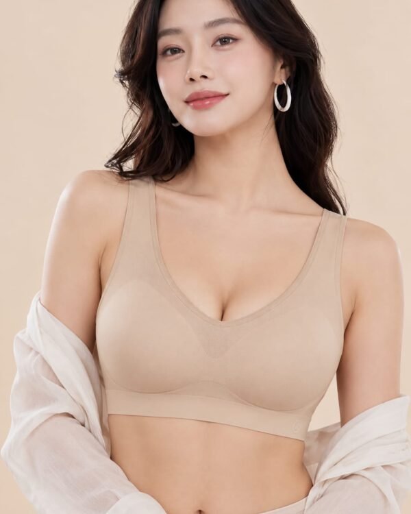 Women’s Nude Seamless Bra – Wireless Comfort & Adjustable Straps