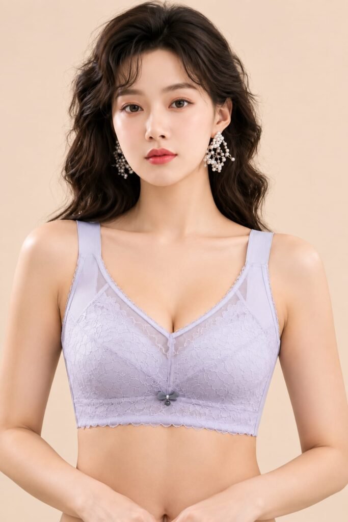 Women’s Lavender Lace Bra – Soft Support & Adjustable Straps