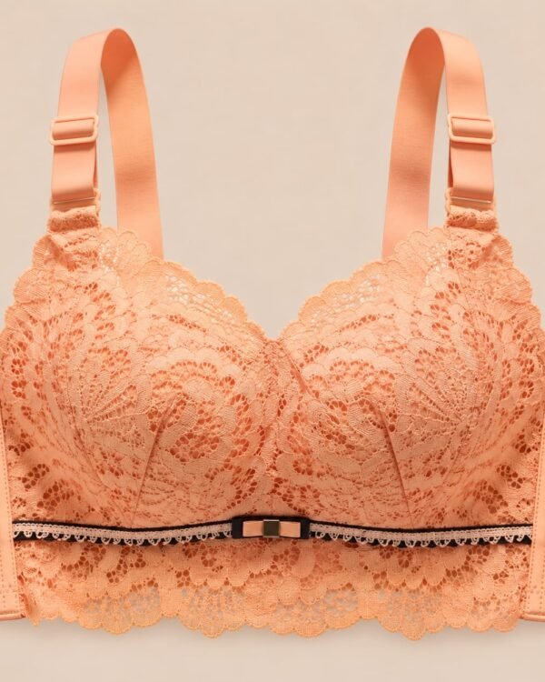 Women’s Peach Floral Lace Underwire Bra