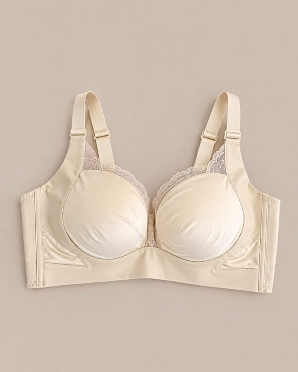 Cream Lace Trim Full Coverage Bra