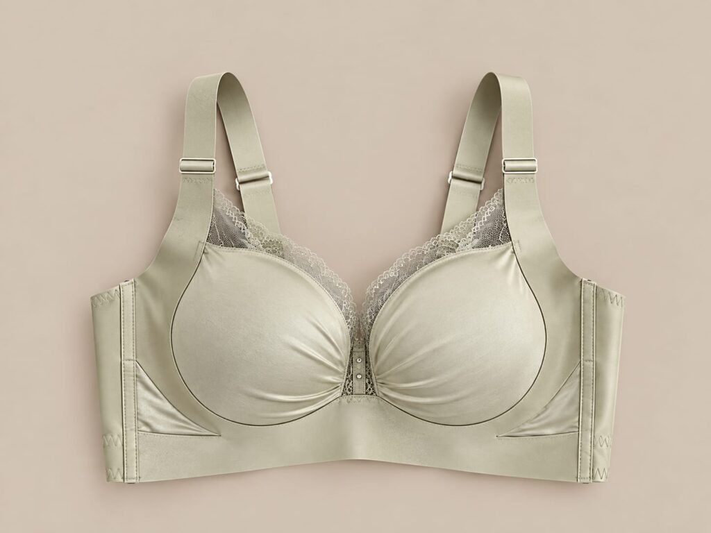 Sage Green Lace Trim Full Coverage Bra
