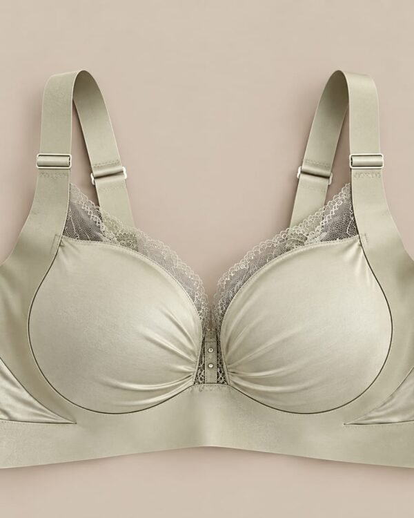 Sage Green Lace Trim Full Coverage Bra