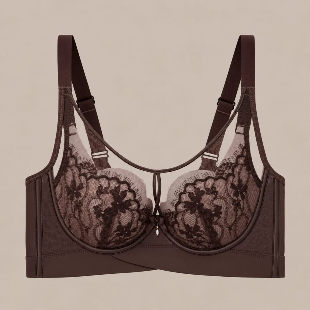Women’s Brown Floral Lace Bra