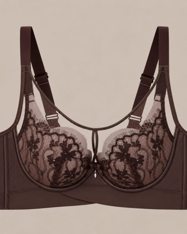 Women’s Brown Floral Lace Bra