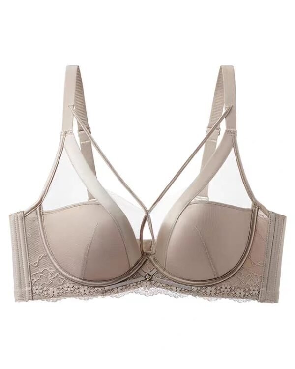 Beige Lace Strappy Push-Up Bra